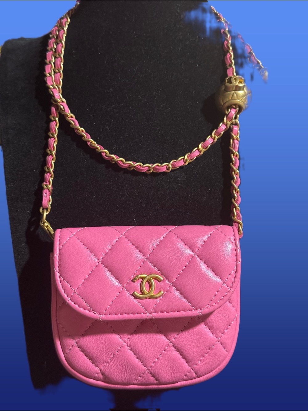 Chanel Pink Belt Bag or Cross body fashion piece.
